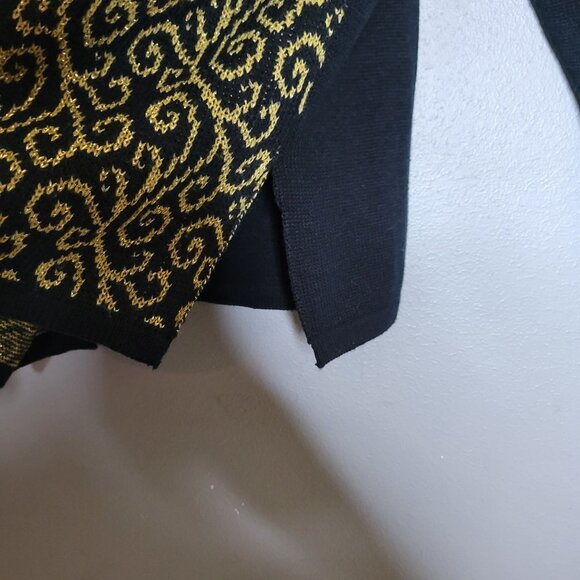 Vintage Women's Joan Leslie Metallic Oversized Sweater Black Gold sz M - Picture 5 of 7